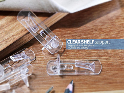 10pcs Locking Shelf Pins - 5mm Cabinet Shelf Pegs, Clear Plastic Shelf Clips for 3/4" Thick Board V1258-DP02-WO-877