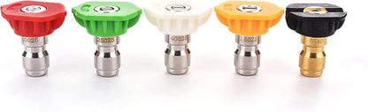 Pressure Washer Spray Nozzle Tips Multiple Degrees, 1/4 inch 5-Pack (2.5 GPM) V1258-DP02-WO-883