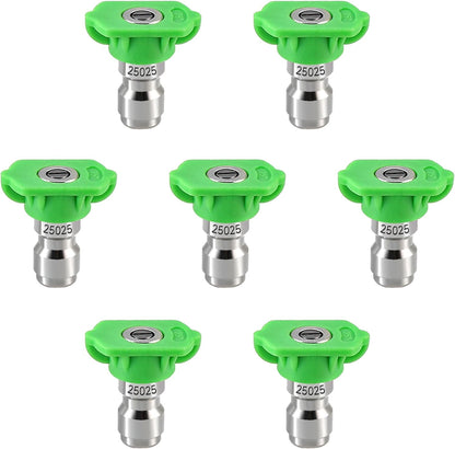 Pressure Washer Tips, 25 Degree Green Power Washer Nozzle Tips 7 Pack, 1/4 Inch Quick Connect, 4000 PSI V1258-DP02-WO-887