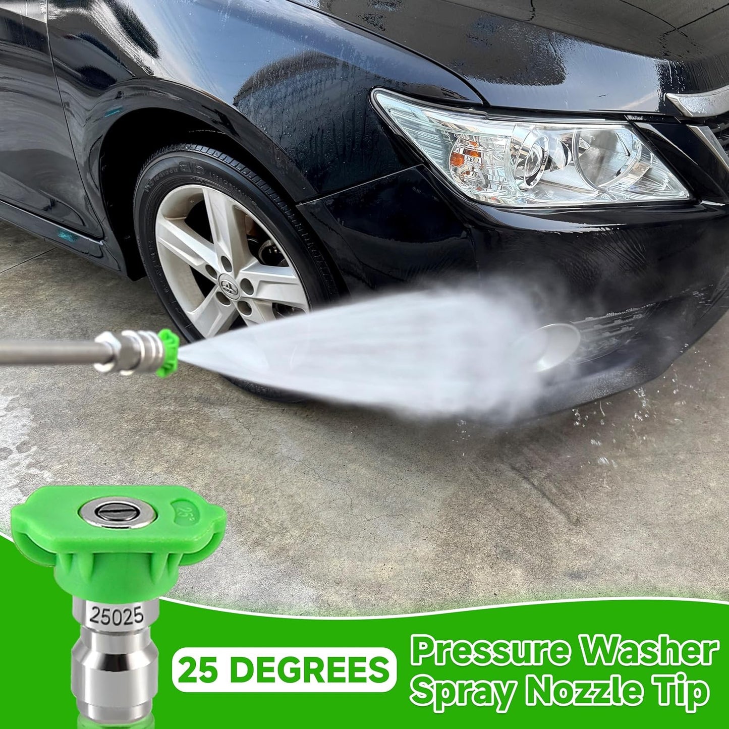Pressure Washer Tips, 25 Degree Green Power Washer Nozzle Tips 7 Pack, 1/4 Inch Quick Connect, 4000 PSI V1258-DP02-WO-887