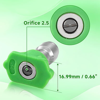 Pressure Washer Tips, 25 Degree Green Power Washer Nozzle Tips 7 Pack, 1/4 Inch Quick Connect, 4000 PSI V1258-DP02-WO-887