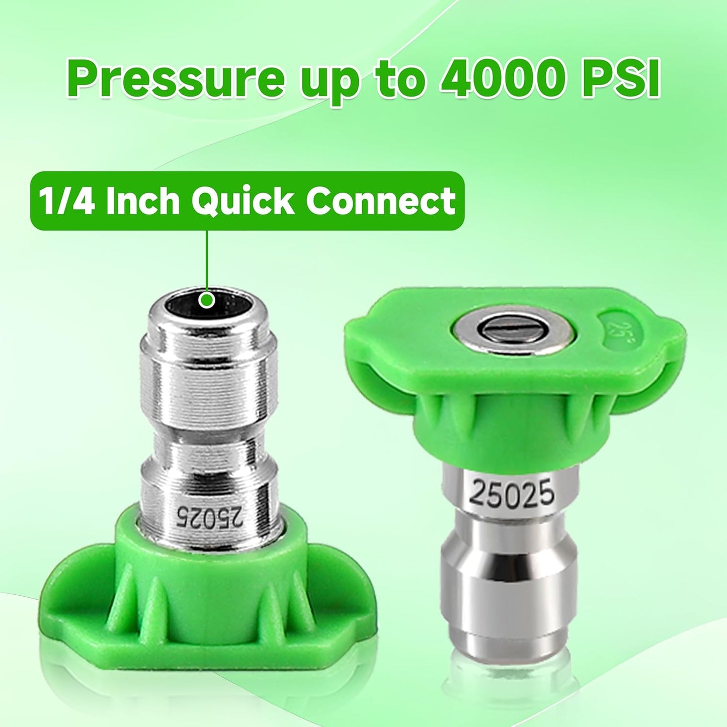 Pressure Washer Tips, 25 Degree Green Power Washer Nozzle Tips 7 Pack, 1/4 Inch Quick Connect, 4000 PSI V1258-DP02-WO-887