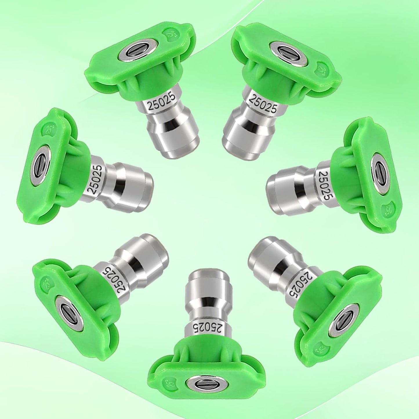 Pressure Washer Tips, 25 Degree Green Power Washer Nozzle Tips 7 Pack, 1/4 Inch Quick Connect, 4000 PSI V1258-DP02-WO-887