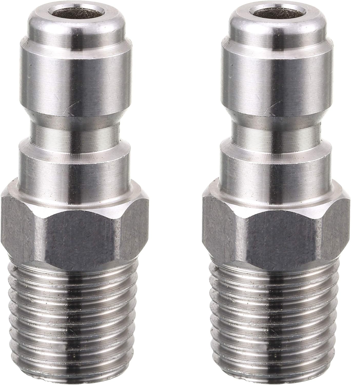 Pressure Washer Coupler, Quick Connect Plug, 1/4 Inch Male NPT Fitting, 5000 PSI, 2-Pack V1258-DP02-WO-890