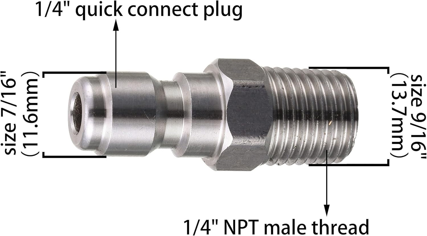 Pressure Washer Coupler, Quick Connect Plug, 1/4 Inch Male NPT Fitting, 5000 PSI, 2-Pack V1258-DP02-WO-890