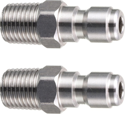 Pressure Washer Coupler, Quick Connect Plug, 1/4 Inch Male NPT Fitting, 5000 PSI, 2-Pack V1258-DP02-WO-890