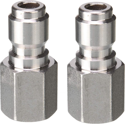 Pressure Washer Coupler, 1/4 Inch Quick Connect Plug to 1/4 Inch Female NPT Fitting, 5000 PSI, 2-Pack V1258-DP02-WO-891