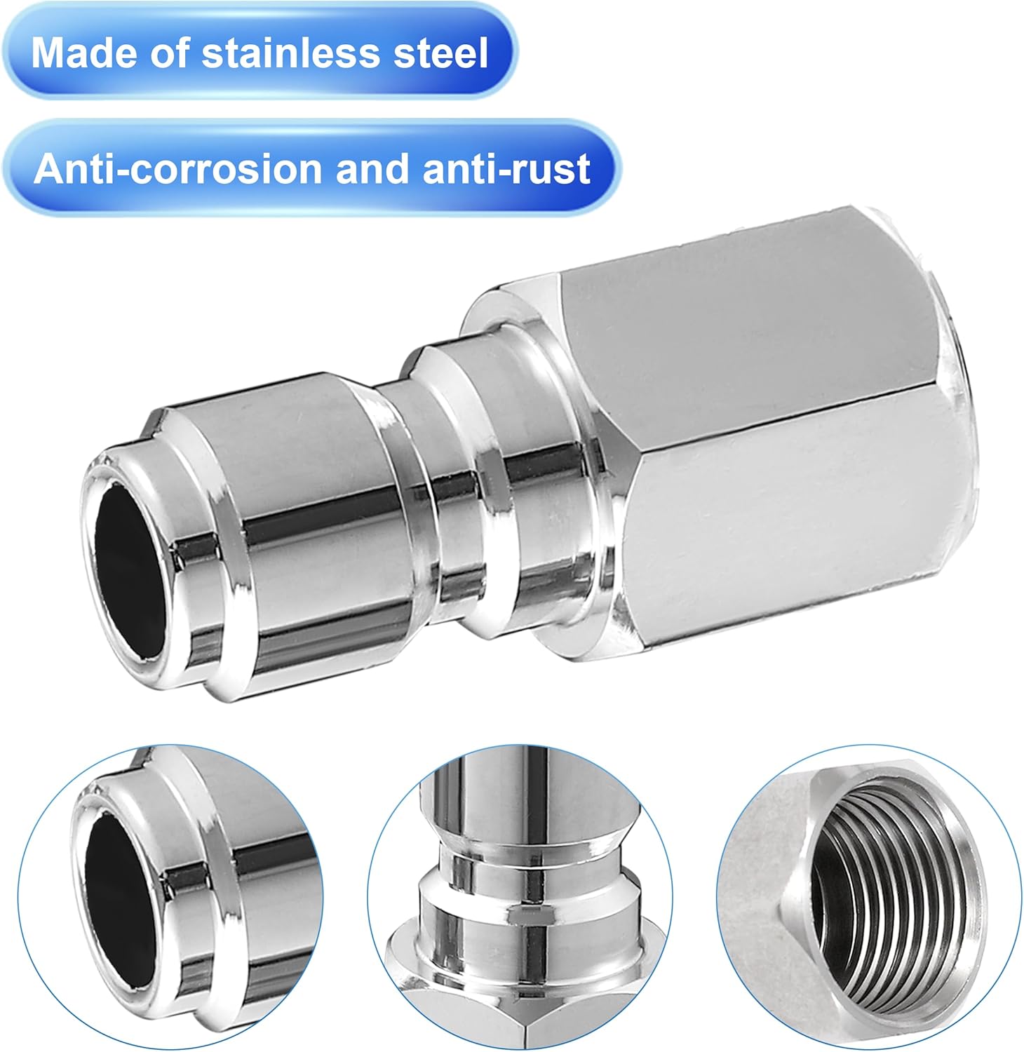 Pressure Washer Coupler, 1/4 Inch Quick Connect Plug to 1/4 Inch Female NPT Fitting, 5000 PSI, 2-Pack V1258-DP02-WO-891