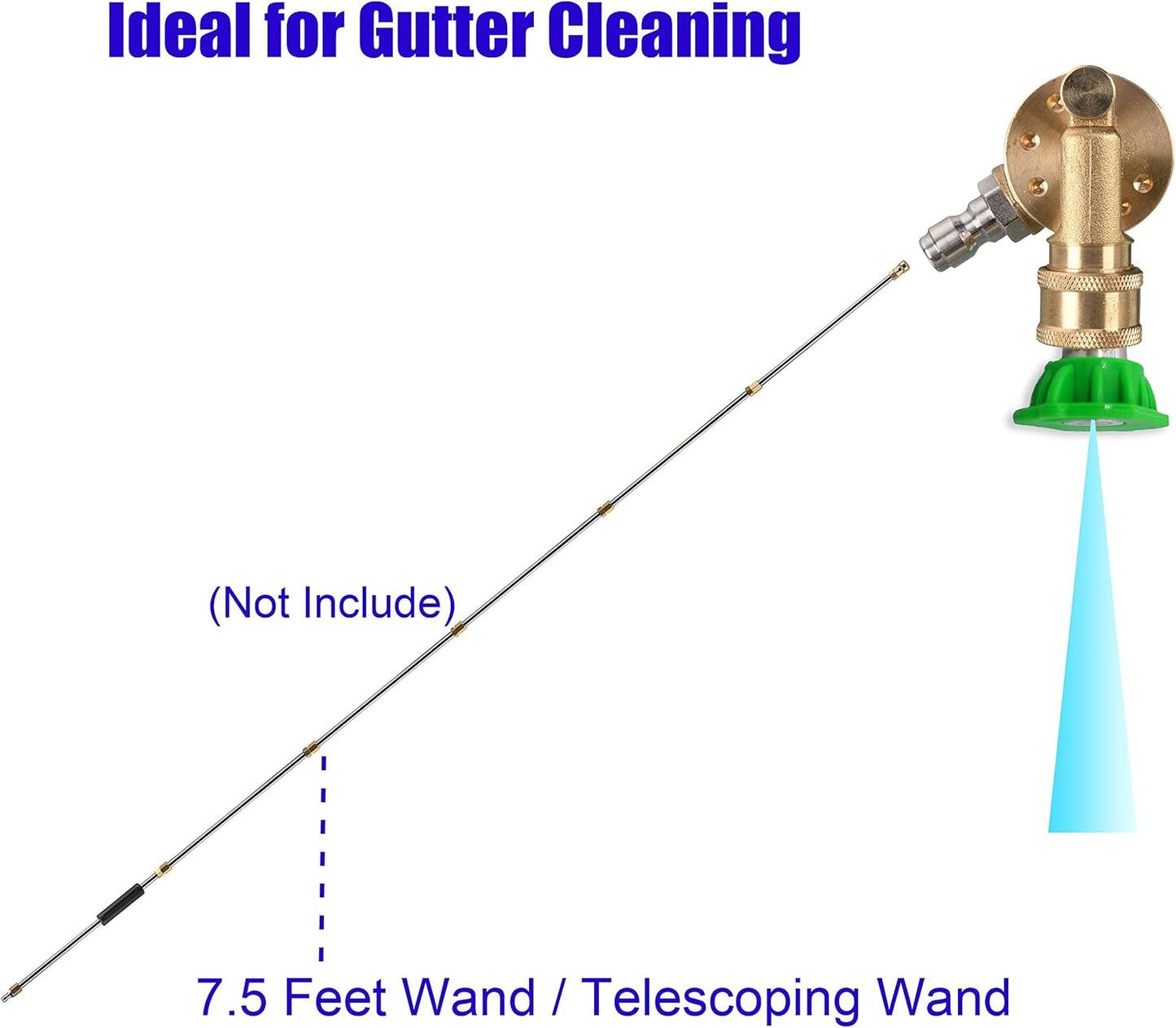 Pivoting Coupler for Pressure Washer Tips, Gutter Cleaner Attachment, 1/4 Inch Quick Disconnect, 240 Degree, V1258-DP02-WO-892