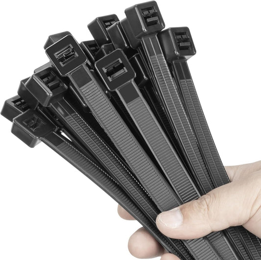 18 Inch Black Zip Ties Heavy Duty 100 Pack Long Cable Ties, 300 LBS Ultra Strong Tensile Strength, V1258-DP02-WO-893