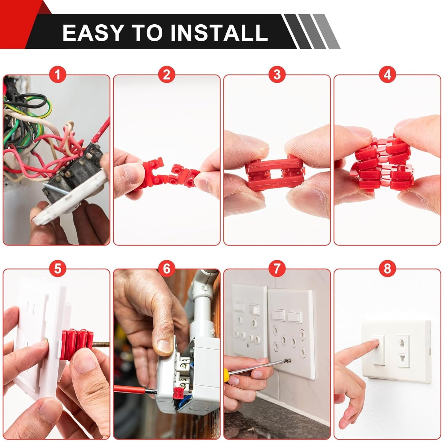 Outlet Spacers for Electrical Box, 48 PCS Spacers for Box Extender Kit, Plastic Wall Plate Spacer, Tile V1258-DP02-WO-908