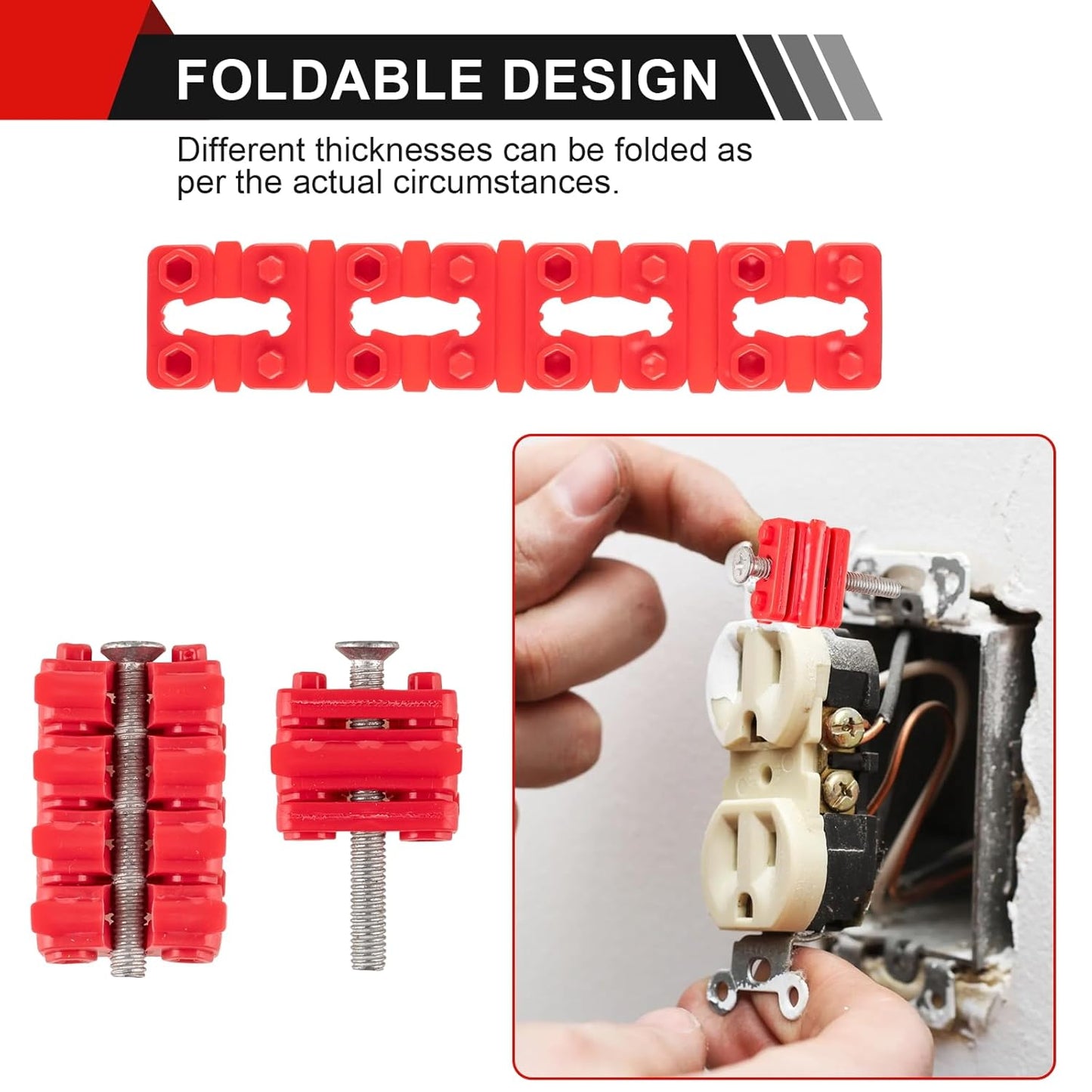 Outlet Spacers for Electrical Box, 48 PCS Spacers for Box Extender Kit, Plastic Wall Plate Spacer, Tile V1258-DP02-WO-908