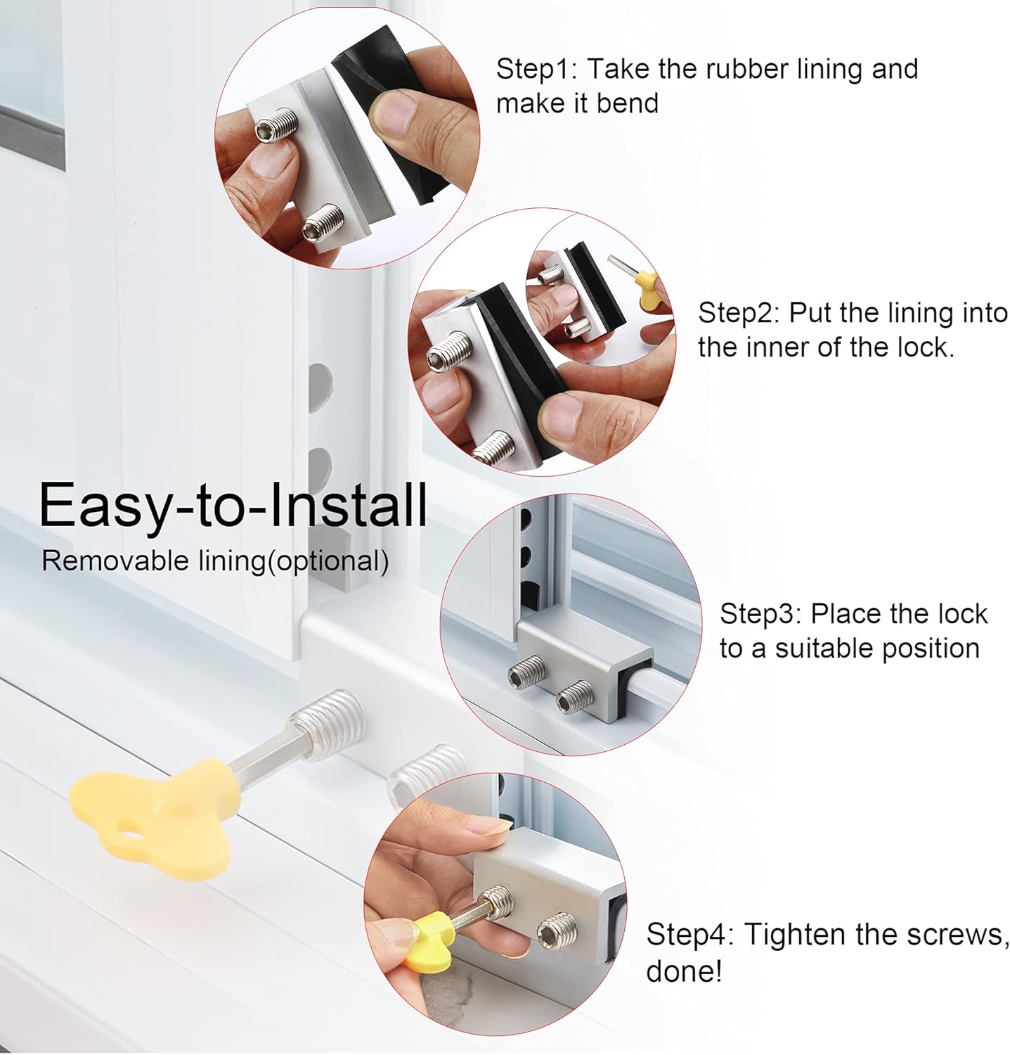Window Locks, 4 Sets Sliding Security Window Lock with Key for Vertical & Horizontal Sliding Windows & V1258-DP02-WO-911