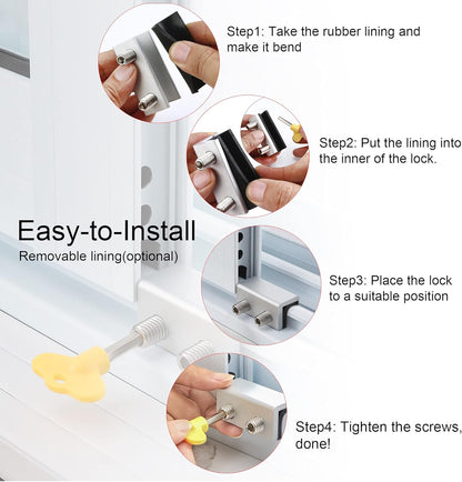 Window Locks, 4 Sets Sliding Security Window Lock with Key for Vertical & Horizontal Sliding Windows & V1258-DP02-WO-911