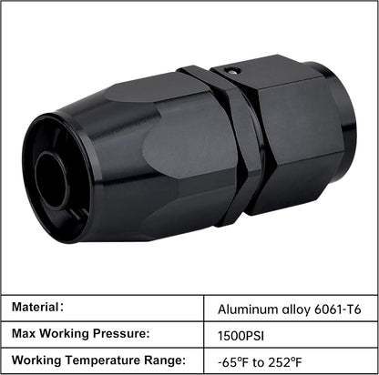 6AN Hose End Fitting Straight Swivel for CPE Braided Hose Black 4PCS V1258-DP02-WO-916