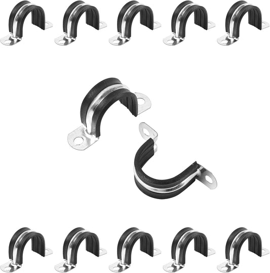 1 Inch Reinforced Rigid Pipe Strap, 2 Holes U Bracket Cable Clamp Hanger, Rubber Cushioned Insulated Clamp, V1258-DP02-WO-919