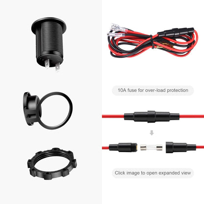 Cigarette Lighter Socket Car Marine Motorcycle ATV RV Lighter Socket Power Outlet Socket Receptacle 12V V1258-DP02-WO-920