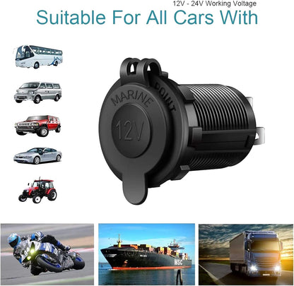 Cigarette Lighter Socket Car Marine Motorcycle ATV RV Lighter Socket Power Outlet Socket Receptacle 12V V1258-DP02-WO-920