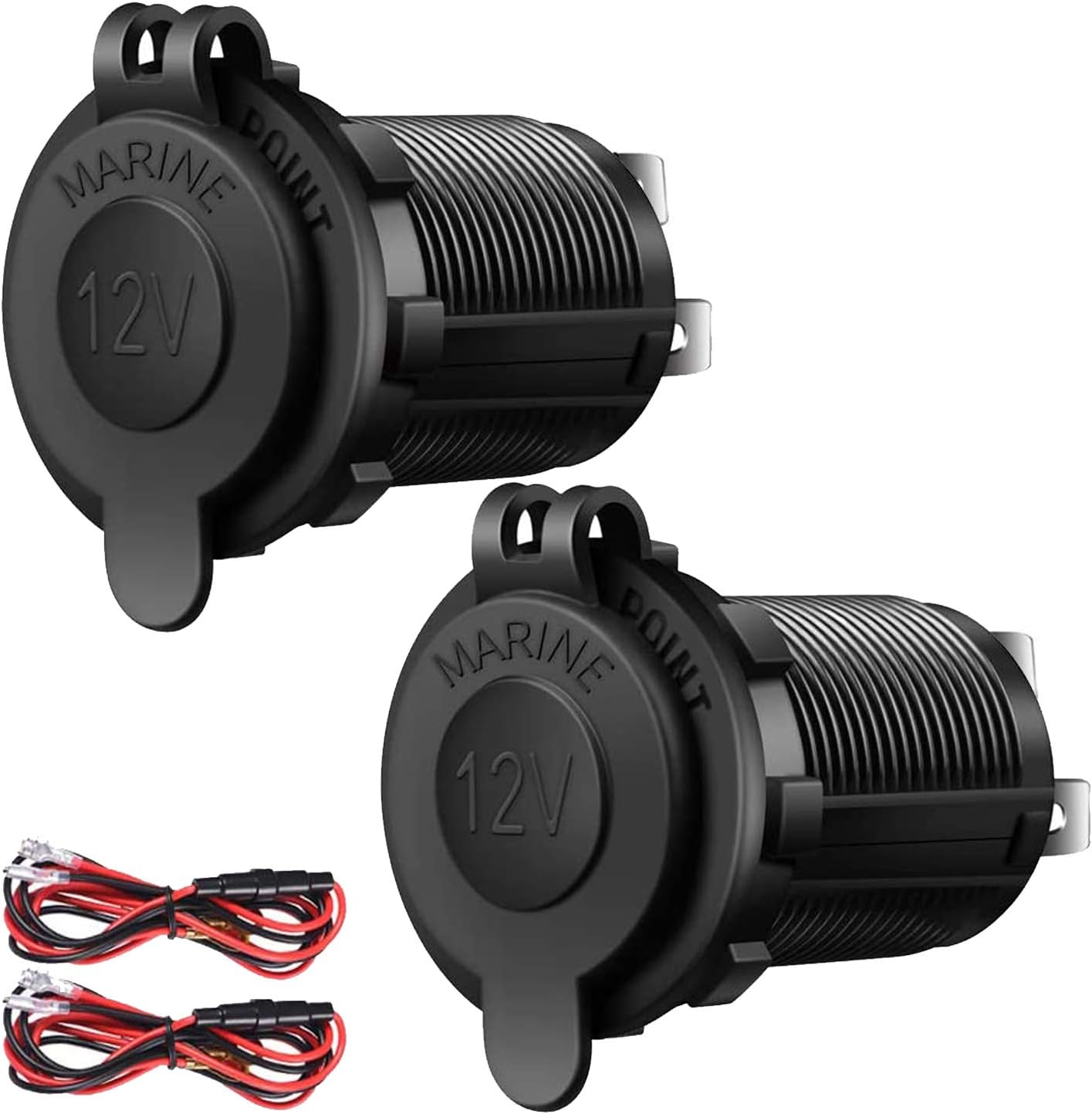 12V Cigarette Lighter Socket, 2 Pack Car Marine Motorcycle ATV RV Lighter Power Outlet Socket Replacement 12 V1258-DP02-WO-921
