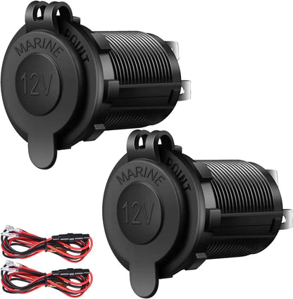 12V Cigarette Lighter Socket, 2 Pack Car Marine Motorcycle ATV RV Lighter Power Outlet Socket Replacement 12 V1258-DP02-WO-921