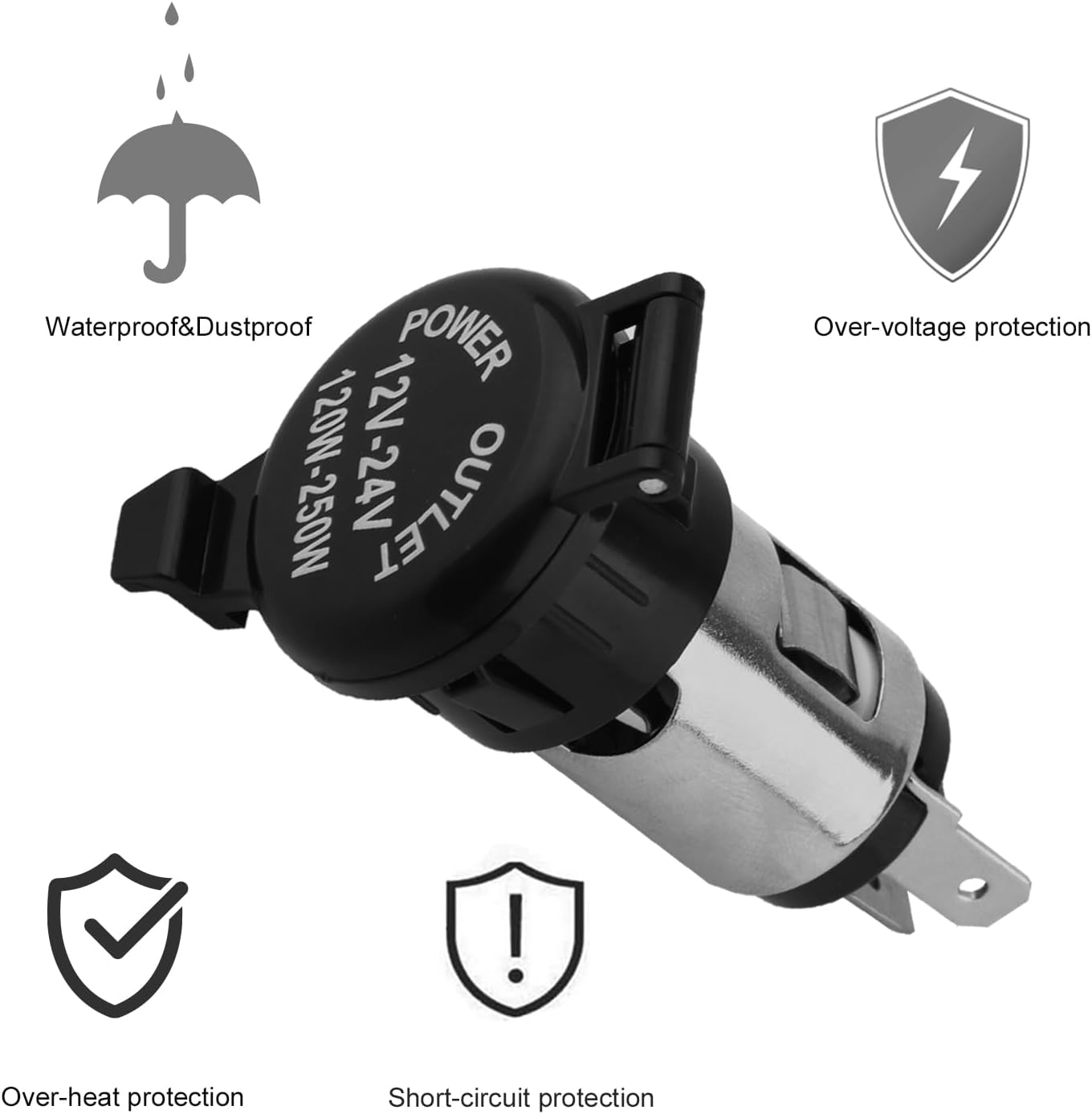 Cigarette Lighter Socket, DC 12V Car Cigarette Lighter,12 Volt Female Power Outlet Socket Replacement with V1258-DP02-WO-922