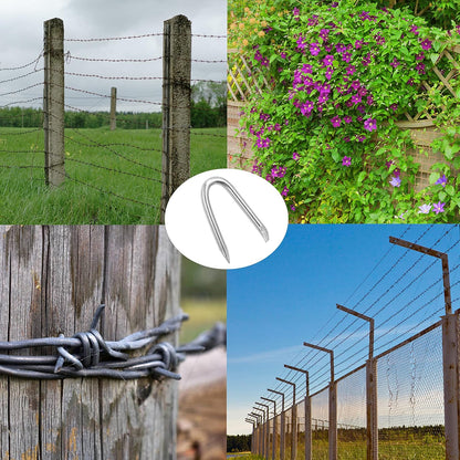 Steel Wire Fencing Staples (200 pcs), Galvanized U-Shaped Fasteners Nails for Wire Mesh and Woven Fencing V1258-DP02-WO-923