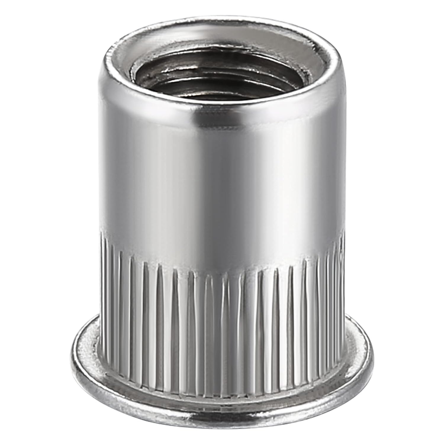Rivet Nut 1/4"-20UNC 100Pcs Stainless Steel 304 Finish Flat Head Rivnut Threaded Insert Nut Knurled Body V1258-DP02-WO-929