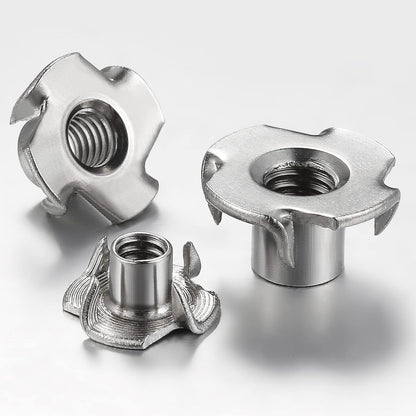 100pcs 1/4"-20 T-nut 304 Stainless Steel Four-jaw - for Home, Hotel Outdoor Threaded Insertion V1258-DP02-WO-931