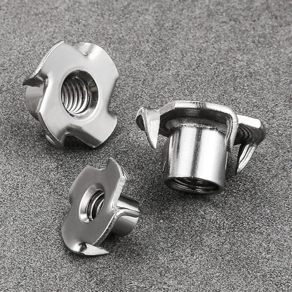 100pcs 1/4"-20 T-nut 304 Stainless Steel Four-jaw - for Home, Hotel Outdoor Threaded Insertion V1258-DP02-WO-931