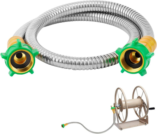 3ft Short Garden Hose with Female to Female Connector - Metal Leakproof Leader Hose for Hose Reel, Heavy Duty V1258-DP02-WO-933