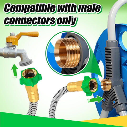 3ft Short Garden Hose with Female to Female Connector - Metal Leakproof Leader Hose for Hose Reel, Heavy Duty V1258-DP02-WO-933