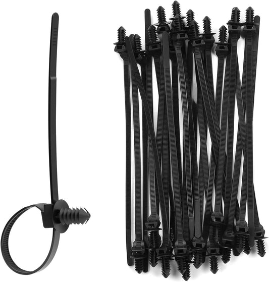 100PCS Fir Tree Nylon Push Mount Zip Ties, Heavy Duty Wire Ties, 2 in 1 Self Locking UV Resistant Assortment V1258-DP02-WO-935