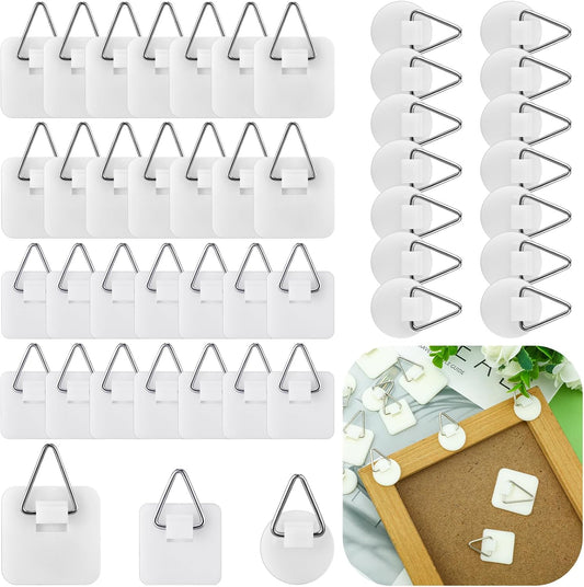 45 Pcs Adhesive Picture Hanger Foamboard Picture Hanging Hooks Without Nails Plastic Sticky Photo Hooks for V1258-DP02-WO-938