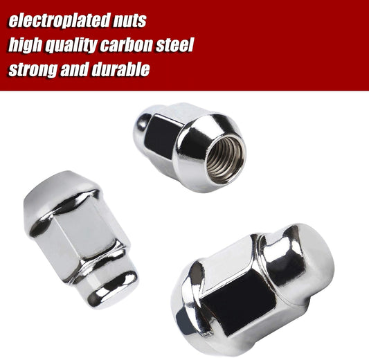12x1.5 Wheel Lug Nuts, 20PCS Chrome 12mmx1.5 Closed End Bulge Acorn Lug Nut, Cone Seat, 19mm Hex Aftermarket V1258-DP02-WO-939