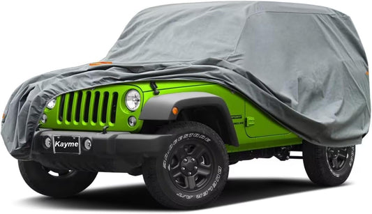 Heavy Duty Jeep 2dr Car Cover, Custom Fit Jeep Wrangler 2 Door CJ YJ JK JL Waterproof All Weather for V1258-DP02-WO-94