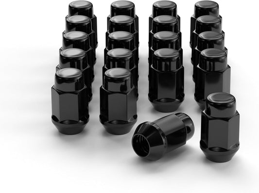 12x1.5 Wheel Lug Nuts, 20PCS Black 12mmx1.5 Closed End Bulge Acorn Lug Nut, Cone Seat, 19mm Hex Aftermarket V1258-DP02-WO-940