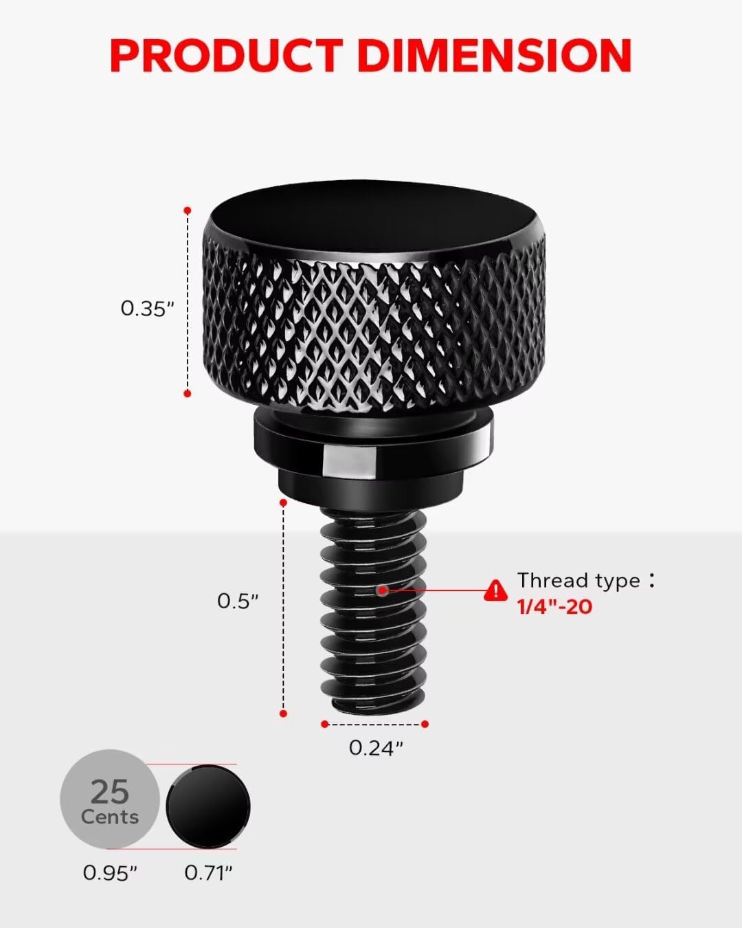Gloss Black 304 Stainless Steel Seat Bolt Screw Compatible with Harley Davidson 1996-2025 V1258-DP02-WO-948