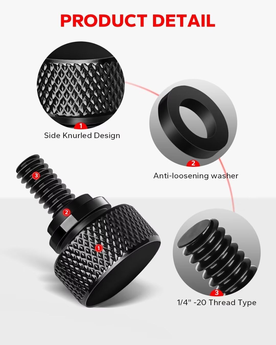 Gloss Black 304 Stainless Steel Seat Bolt Screw Compatible with Harley Davidson 1996-2025 V1258-DP02-WO-948