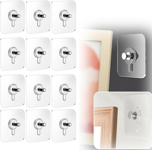 Drill Free Adhesive Hooks,Upgraded Picture Hangers Without Nails,Adhesive Wall Mount Screw Hooks for V1258-DP02-WO-950