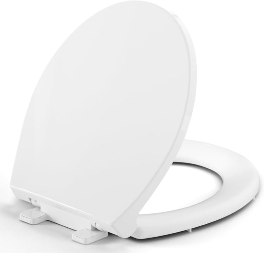 Round Toilet Seat, Standard 16.5" Slow/Soft Close Round Toilet Seat for Round Toilets, No-Slam Quiet-Close V1258-DP02-WO-951