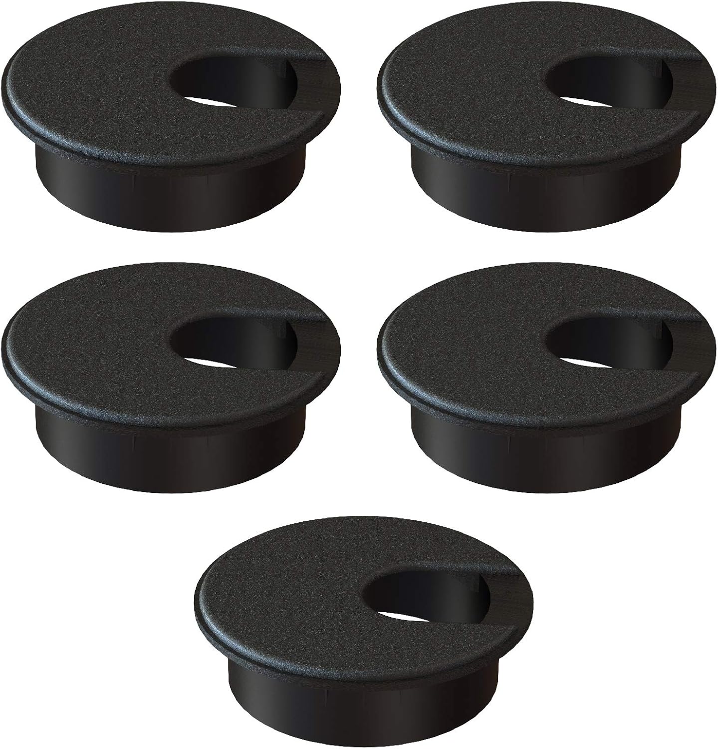 Desk Grommet 2 Inch (50 mm) Pack of 5-Black ABS Plastic Cable Hole Cover to Arrange Wires & Cords Through V1258-DP02-WO-952