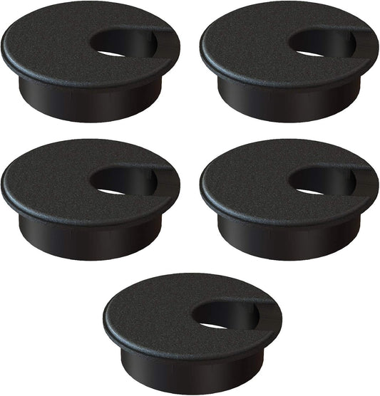 Desk Grommet 2 Inch (50 mm) Pack of 5-Black ABS Plastic Cable Hole Cover to Arrange Wires & Cords Through V1258-DP02-WO-952