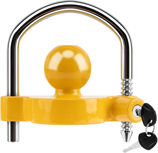 Trailer Coupler Lock Universal Adjustable Heavy-Duty Steel Trailer Hitch Lock, Anti Theft Trailer Ball Lock V1258-DP02-WO-958