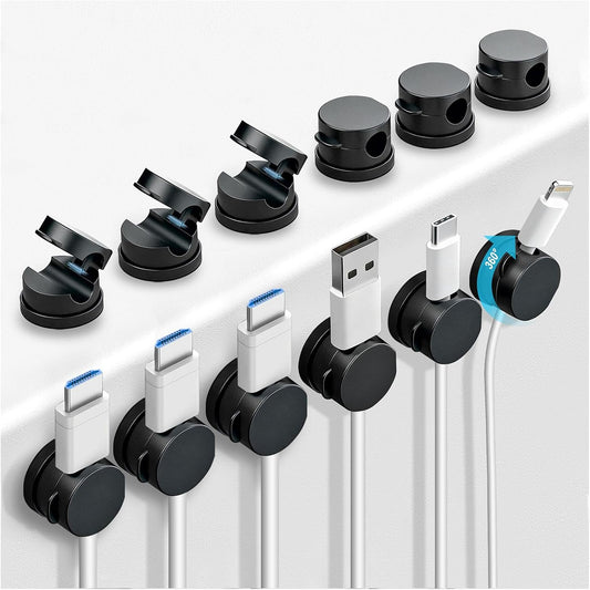 12 Pack 360 degrees Rotatable Spring Cable Clips[1s Lock], Adhesive Cord Holder for Nightstand, Phone Charger V1258-DP02-WO-959