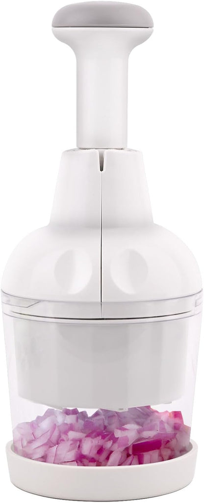 Vegetable Chopper, Food Chopper Manual Hand, Onion, Salad, Garlic, Nut & Veggie Cutter, Dishwasher Safe, White V1258-DP02-WO-96