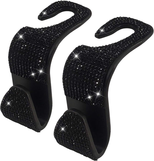 2 Pack Car Hooks, 2021 New Bling Rhinestones Crystal Hooks Car Decorations Auto Seat Back Organizers Strong V1258-DP02-WO-962