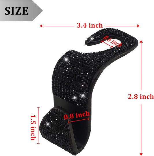 2 Pack Car Hooks, 2021 New Bling Rhinestones Crystal Hooks Car Decorations Auto Seat Back Organizers Strong V1258-DP02-WO-962