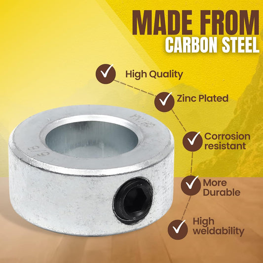 (4-Pack) 5/8" Bore Solid Steel Shaft Collars with Zinc Plated Coating - Durable Shaft Collars Suitable for V1258-DP02-WO-964