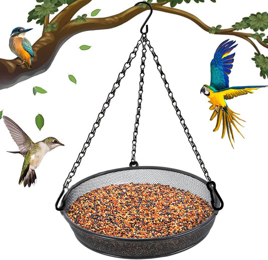 Hanging Bird Feeder, Birdfeeder Hanging for Garden Yard Outside Hanging Bird Feeder Tray - Metal Mesh V1258-DP02-WO-965