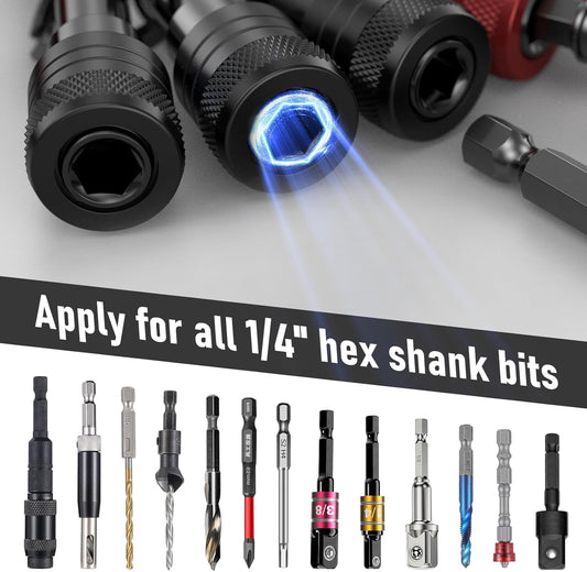 Enhanced Non-Slip Bit Holder 6pcs, 1/4 Drill Bit Holder, Bit Holder Key Chain, Impact Bit Holders for Impact V1258-DP02-WO-970